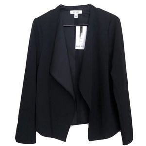NINE WEST 🧭 WOMENS OPEN FRONT BLACK FLOWY BLAZER